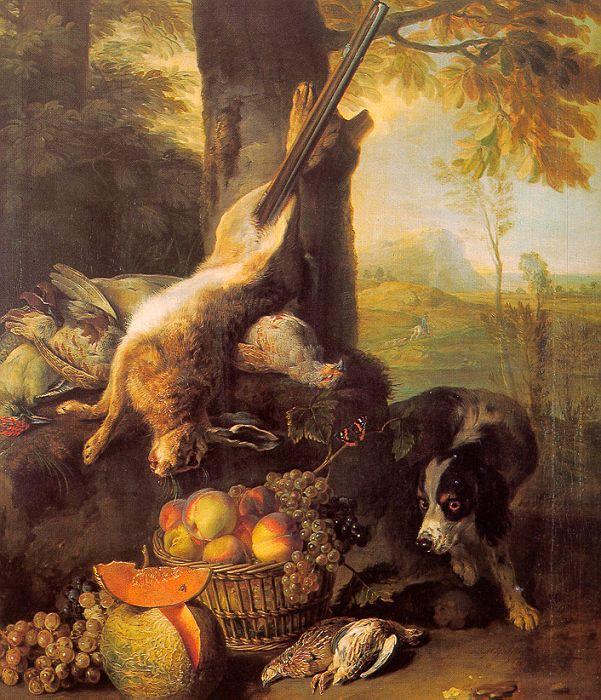 Francois Desportes Still Life with Dead Hare and Fruit France oil painting art